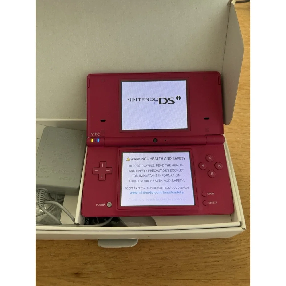 Nintendo DSi 256MB Pink Handheld System Lot W/18 Games Case 2 Chargers In Box